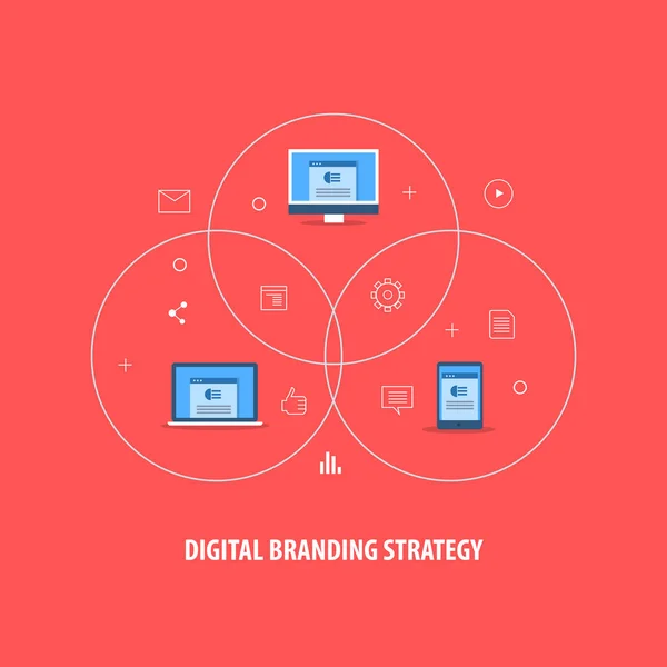 Digital Branding Strategie Kleurrijke Banner — Stockvector