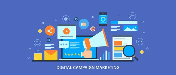 Digitale Campagne Marketing Kleurrijke Banner — Stockvector