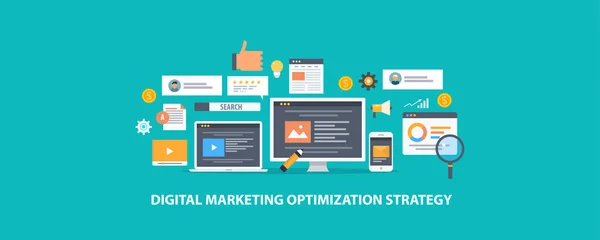 Digitale Marketing Optimalisatie Strategie Banner — Stockvector