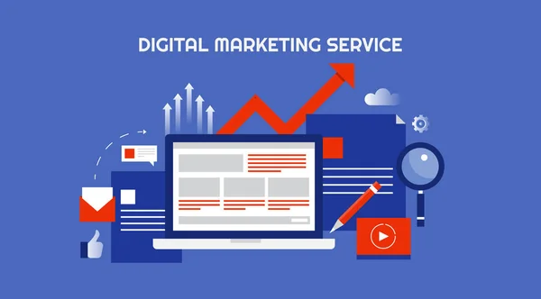 Digital Marknadsföring Service Färgglada Banner — Stock vektor