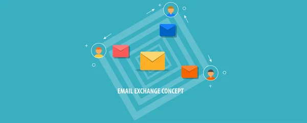 Bannière Colorée Concept Échange Email — Image vectorielle