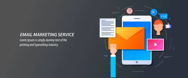 Servicio Email Marketing Banner Colorido — Vector de stock