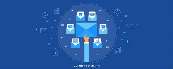 Email Marketing Estrategia Colorido Banner — Vector de stock