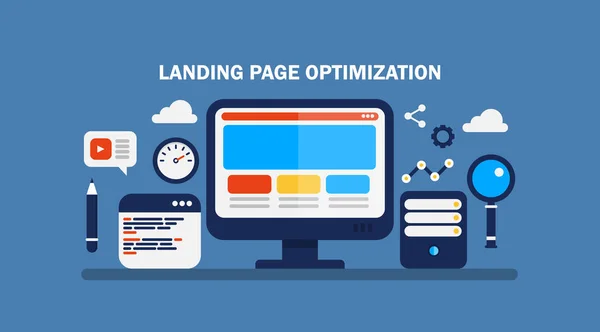 Otimização Landing Page Banner Colorido — Vetor de Stock