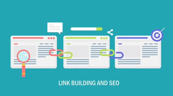 Link Building Seo Bandeira Colorida — Vetor de Stock