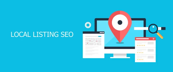 Listado Local Seo Banner Colorido — Archivo Imágenes Vectoriales