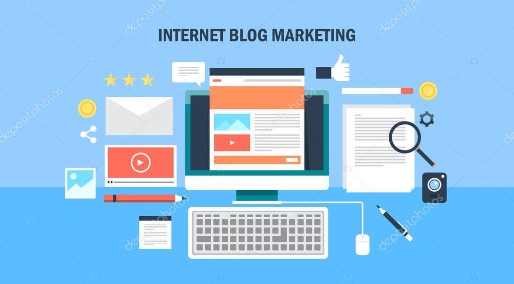 Internet blog marketing colorful banner