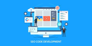 SEO kod geliştirme renkli afiş