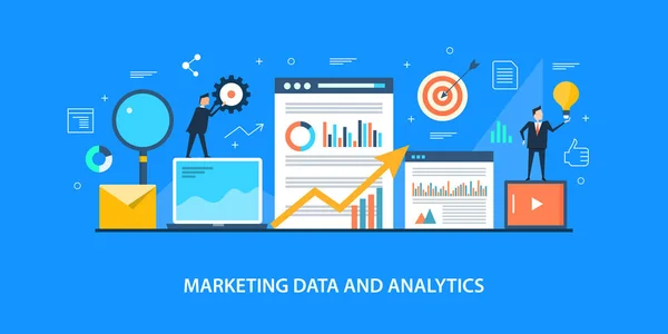 Análise Dados Marketing Banner Colorido —  Vetores de Stock