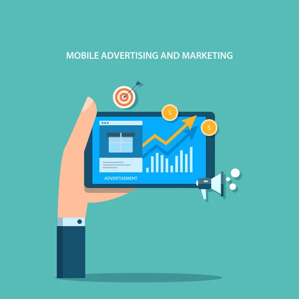 Mobile Werbung Marketing Buntes Banner — Stockvektor