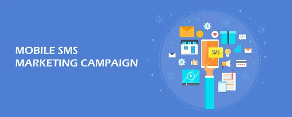Bannière Colorée Campagne Marketing Sms Mobile — Image vectorielle
