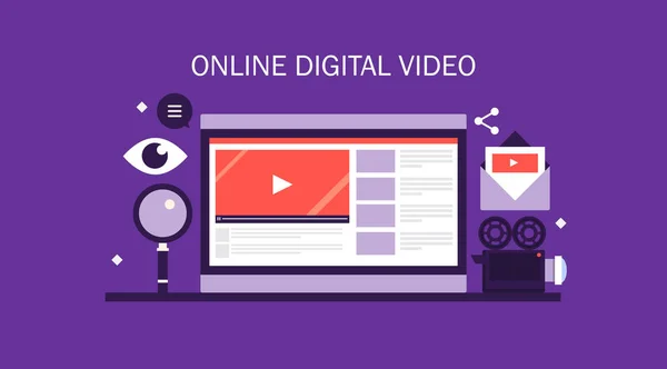 Online Video Digital Colorido Banner — Vector de stock