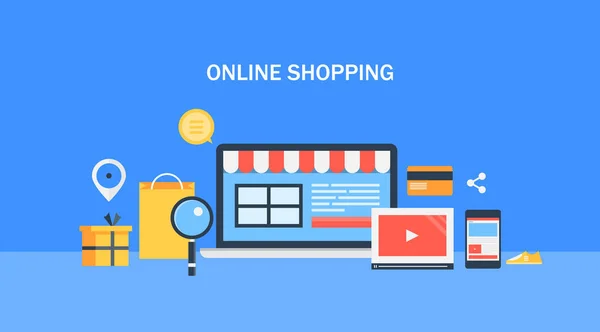 Online Shopping Kleurrijke Banner — Stockvector