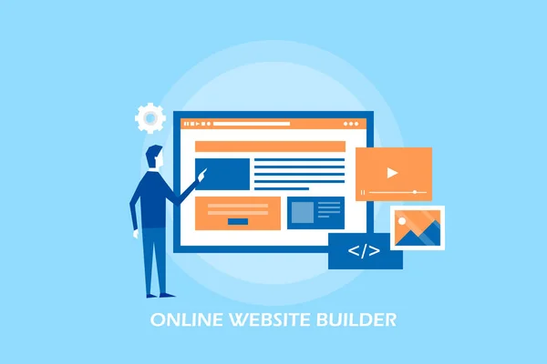 Banner Construtor Sites Online — Vetor de Stock