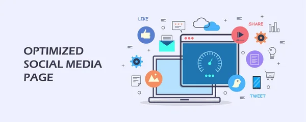 最適化されたソーシャル メディアのページ — ストックベクタ
