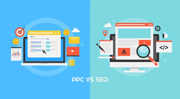 Ppc Seo Kleurrijke Banner — Stockvector