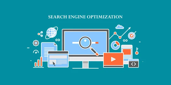 Search Engine Optimalisatie Kleurrijke Banner — Stockvector