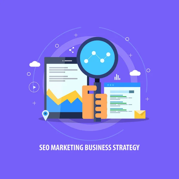 Seo Marketing Estrategia Negocios Banner Colorido — Vector de stock