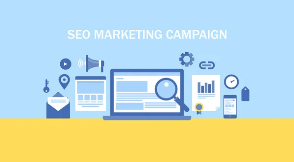 Seo Marketing Kampagne Buntes Banner — Stockvektor