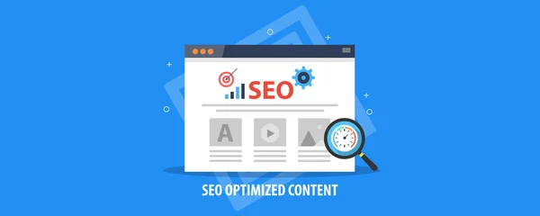 Seo Optimierte Inhalte Buntes Banner — Stockvektor