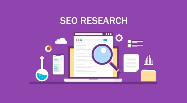 Banner Colorido Seo Research — Vector de stock