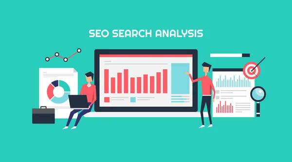 Seo Analýza Hledání Barevný Nápis — Stockový vektor