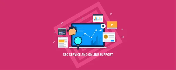 Serviço Seo Online Suporte Colorido Banner — Vetor de Stock