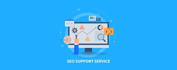 Seo Support Service Färgglada Banner — Stock vektor