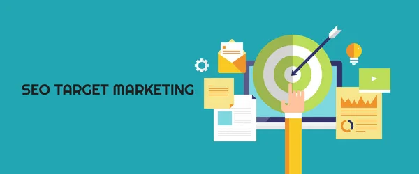 Seo Target Marketing Buntes Banner — Stockvektor