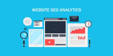 Web sitesi seo analytics renkli afiş