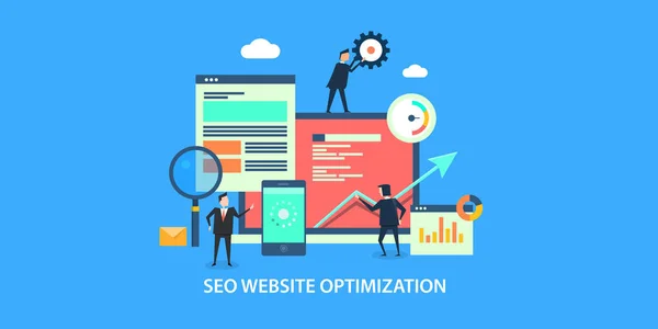 Seo Web Sitesi Optimizasyonu Afiş — Stok Vektör