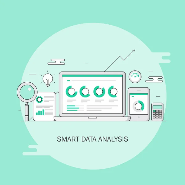 Smart Data Analys Färgglada Banner — Stock vektor