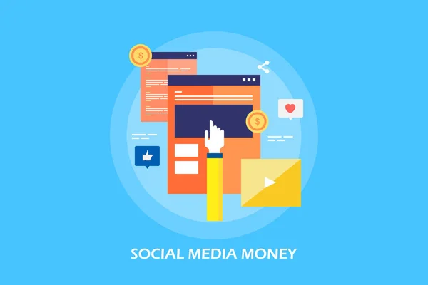 Πολύχρωμο Πανό Χρήματα Μέσα Κοινωνικής Δικτύωσης — Διανυσματικό Αρχείο