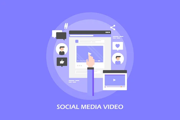 ソーシャル メディア ビデオ カラフルなバナー — ストックベクタ