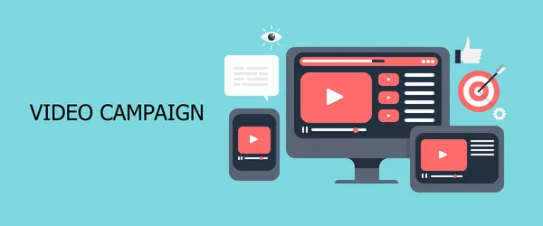 Campaña Video Banner Colorido — Vector de stock