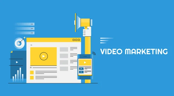Video Marketing Kleurrijke Banner — Stockvector