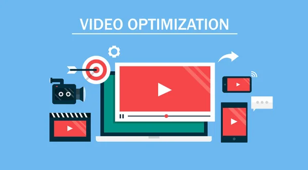 Optimización Vídeo Banner Colorido — Vector de stock