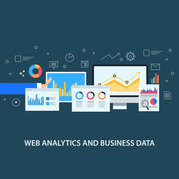 Web Analytics Firmy Danych Kolorowy Banner — Wektor stockowy