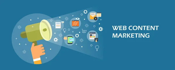 Web Content Marketing Kleurrijke Banner — Stockvector