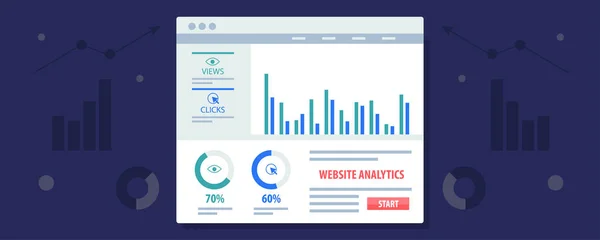 Website Analytics Diagrammen Banner — Stockvector