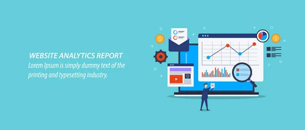 Web Analítica Informe Banner — Vector de stock