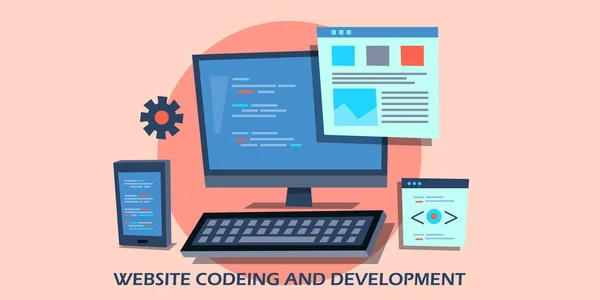 Website Code Ontwikkeling Banner — Stockvector