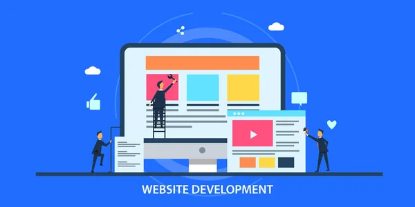 Desarrollo Sitios Web Banner Colorido — Archivo Imágenes Vectoriales