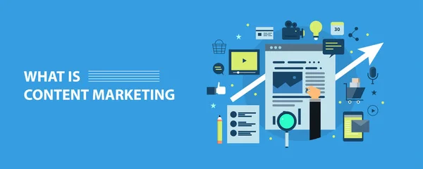 Marketing Conteúdo Banner Colorido — Vetor de Stock