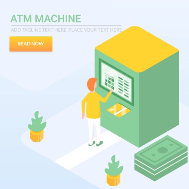 ATM makine renkli afiş, vektör