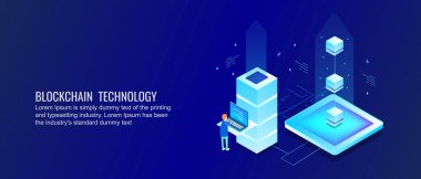 Blockchain teknoloji renkli afiş