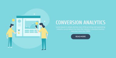 Dönüşüm analytics renkli afiş, vektör