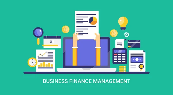 Business Finance Management Banner Colorido Vector — Vector de stock