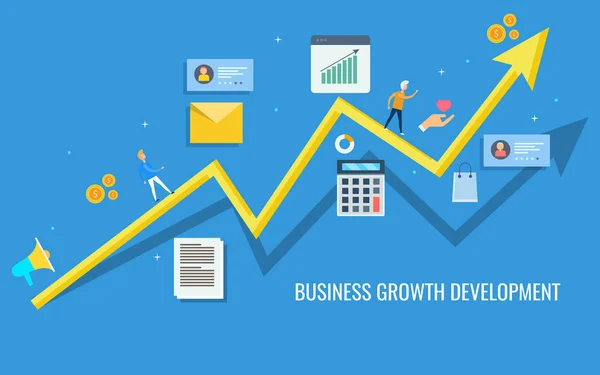 Desarrollo Crecimiento Empresarial Banner Colorido Vector — Vector de stock