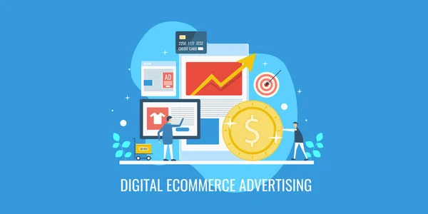 Digitale Commerce Werbung Buntes Banner — Stockvektor